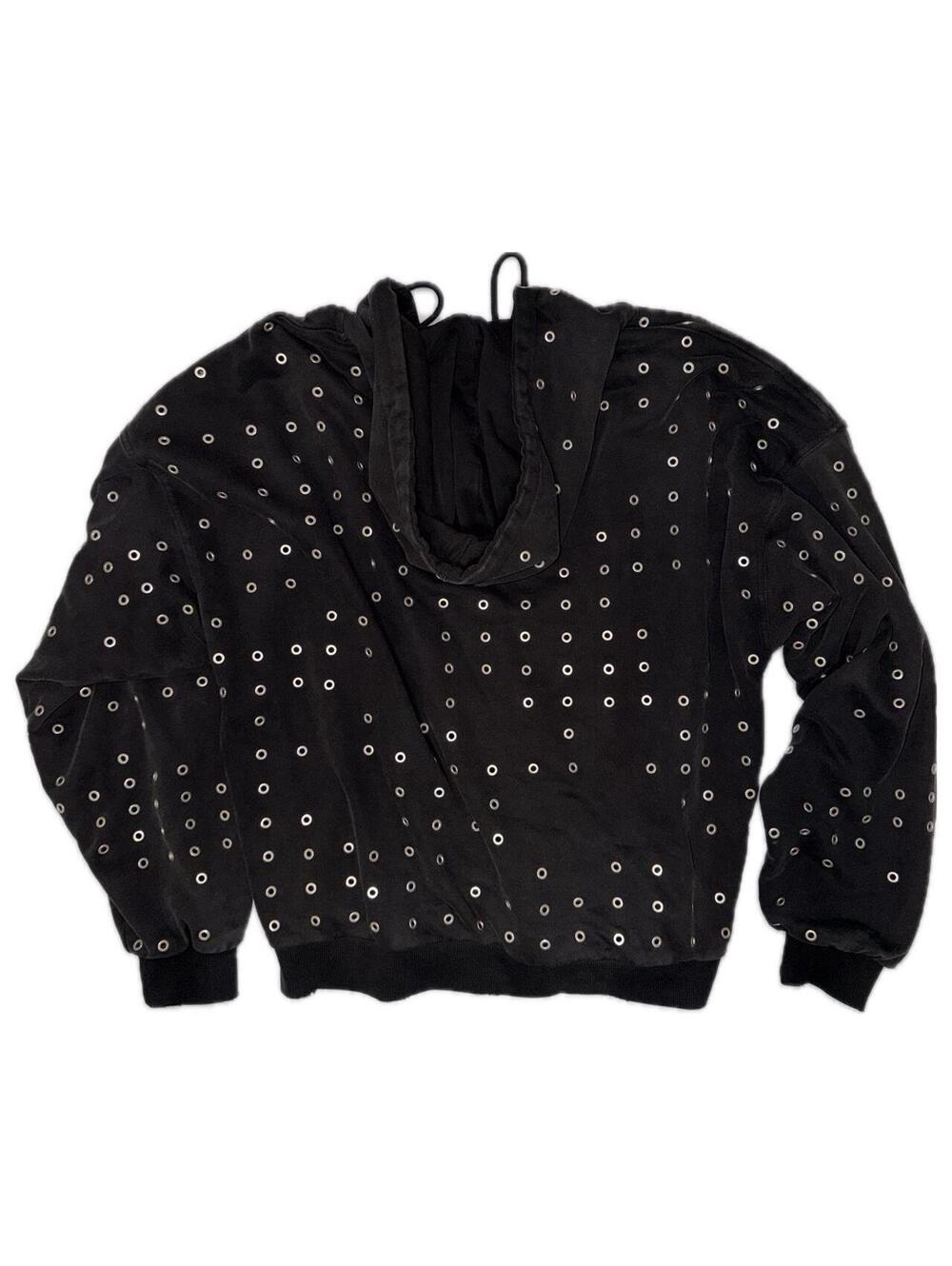 Black and silver Racer Worldwide zip-up hoodie with studs